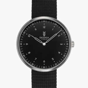 SKOKA Ti-01 Grade 5 titanium watch with black dial and brushed case