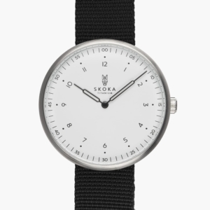 SKOKA Ti-01 Grade 5 titanium watch with white dial and brushed finish